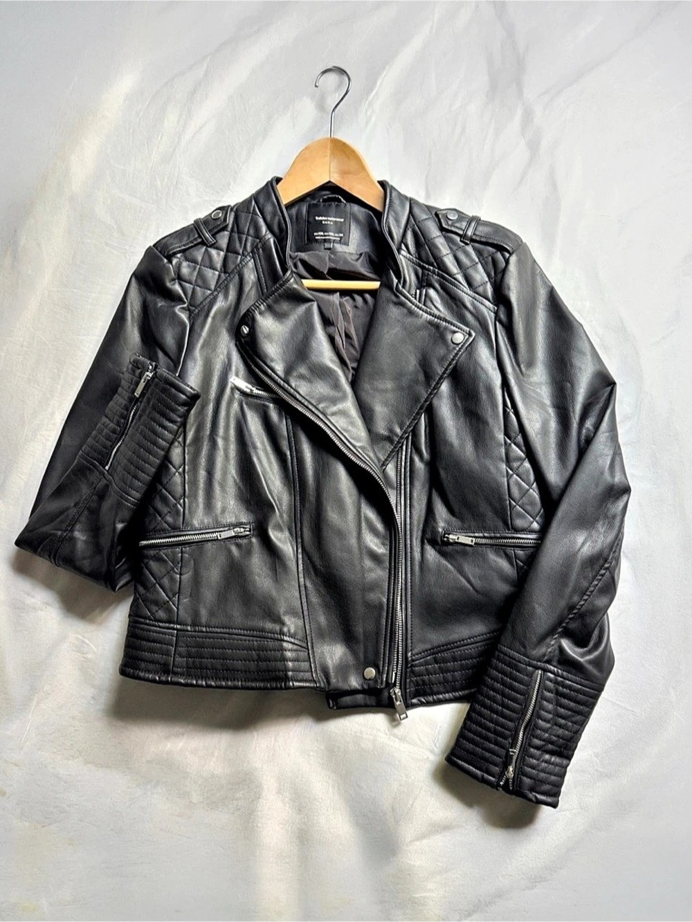 Zara Trafaluc TRF Women's Faux Leather Moto Biker Jacket NWOT in RARE XXL size
